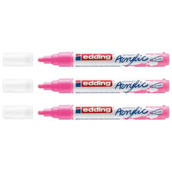 Lot de 3 marqueurs peinture acrylique pointe moyenne 2-3 mm - EDDING - Rose fluorescent