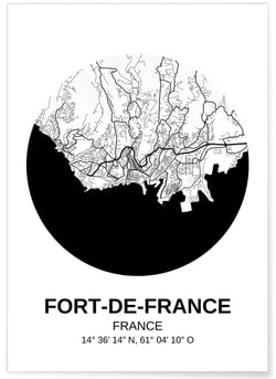Affiche Carte Fort-de-France | A3 : 29,7x42cm