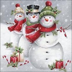 Lot de 4 serviettes en papier découpage collage 33 cm BONHOMME DE NEIGE NO 110