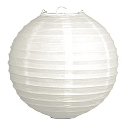Lampion de papier, 30cm ø, blanc, av. pied en métal, sachet 1 pièce