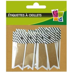 20 étiquettes kraft rayées - Fanion