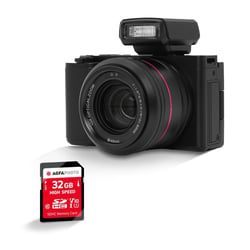 AGFAPHOTO Realishot C130 + Carte Mémoire SD 32 Go - Appareil Photo Numérique Compact, Capteur CMOS, Écran Tactile LCD 2,8", Stabilisation d'Image, Autofocus, Mémoire Externe SD, Batterie Rechargeable - Noir