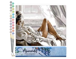Peinture par Numéro Figured'Art - Repos face à la Mer - Kit de Loisir Créatif DIY Numéro d'Art Complet - 40x50cm sans châssis en bois