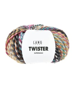 Pelote Twister 100g — Laine Vierge Chunky — Lang Yarns 02 Pétrole/noir/rose