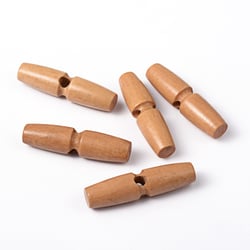 5 Boutons toogle Bois Marron 50 x 13,5 mm 2 trous - couture Diy