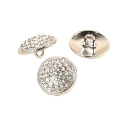 Lot de 3 boutons strass blanc 17mm