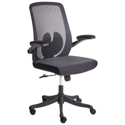 Chaise de Bureau Noire en Maille Base Pivotante Hauteur Réglable Accoudoirs Relevables Bureau à Domicile Moderne