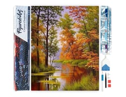 Diamond Painting Broderie Diamant Figured’Art 40x50cm toile entière roulée avec diamants carrés - Lac en Automne