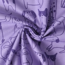 Tissu Flanelle de Coton Louison chiots Violets sur fond Mauve