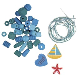 Assortiment Perles en bois: Cocktail, 50 g, bleu foncé