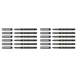 Lot de 12 stylos roller Hi-Tecpoint V7 Pilot - Encre liquide - Pointe moyenne - Noir