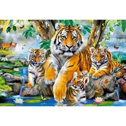 Puzzle famille de tigres dans la foret 1000 pieces - collection animaux sauvages