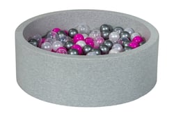 Piscine à balles Aire de jeu + 300 balles perle, transparent, rose, argent - Velinda