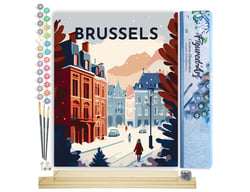 Peinture par Numéro Figured'Art - Affiche Vintage Bruxelles - Kit de Loisir Créatif DIY Numéro d'Art Complet - 40x50cm toile roulée + châssis en bois à monter