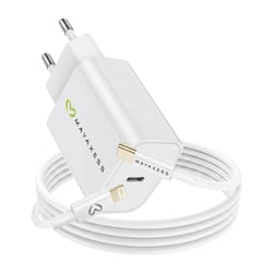 Mayaxess Chargeur Secteur pour iPhone 13 18W + Câble Lightning 1m Blanc