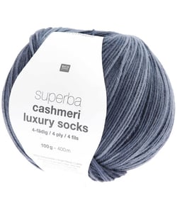 Pelote de Laine à Chaussettes Superba Cashmeri Luxury Socks 4 fils - 100g - Rico Design : Douceur et Luxe pour Vos Pieds Bleu (019 - bleu)