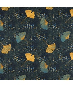 Tissu coton enduit fleurs de 160 cm de largeur Bleu vendu par 50 cm
