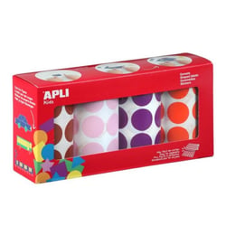 Apli Agipa - Gommettes 4 rouleaux Rond Ø 33 mm marron rose lilas orange x 2832
