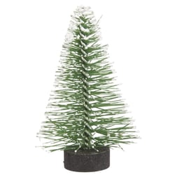 Sapin décoratif enneigé, 5cm, vert , Boîte PVC 8pces