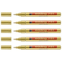Lot de 5 marqueurs peinture - EDDING - Or - Pointe ronde 1-2 mm