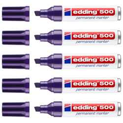 Lot de 5 marqueurs permanents pointe biseautée 2-7 mm - EDDING - Violet - Corps aluminium