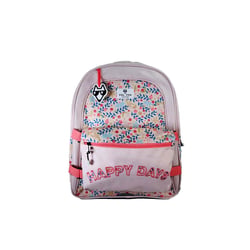 Sac à dos scolaire - POL FOX Happy Blush - Rose - poche réversible, 2 compartiments, motif fleurs