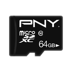 PNY Carte Mémoire MicroSD 64GB Class 10 Modèle Performance Plus 50 Mb/s Noir