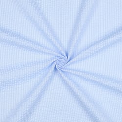 Tissu Seersucker Coton Rayures sur fond Bleu clair