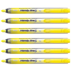 Lot de 6 surligneurs rétractables rechargeables - PENTEL - Jaune