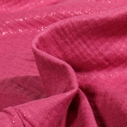 Tissu Double gaze Pailleté uni Rose fuchsia