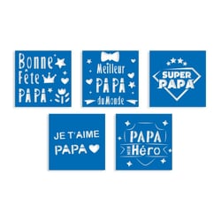 MégaCréa DIY - Pochoirs Fête des pères 15 cm 5 pièces