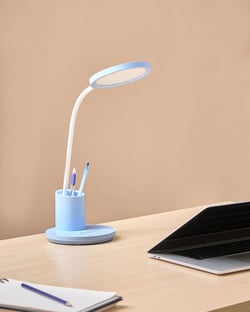 Lampe de Bureau LED Bleue avec Bras Réglable et Mode CCT Température de Couleur