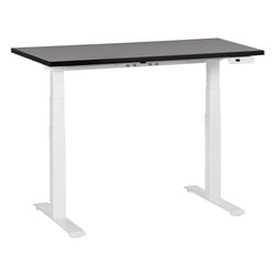 Bureau Électrique Réglable Plateau Noir et Structure Acier Blanc 120 x 72 cm Hauteur Ajustable Assis Debout Pieds Carrés Design Moderne