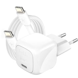 CHARGEUR USB-C 30W BLANC + CABLE USB-C VERS USB-C