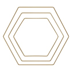3 Anneaux en métal hexagone doré 20/25/30 cm