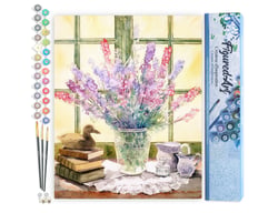 Peinture par Numéro Figured'Art - Bouquet de Lupin - Kit de Loisir Créatif DIY Numéro d'Art Complet - 40x50cm sans châssis en bois