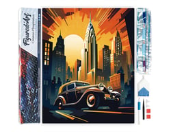 Diamond Painting Broderie Diamant Figured’Art 40x50cm toile entière roulée avec diamants carrés - Voiture Art Déco à New York
