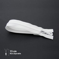 Fermeture éclair Z53 - moulée 6mm Non séparable - 15 cm