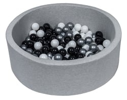 Piscine à balles Aire de jeu + 150 balles noir, blanc, argent - Velinda