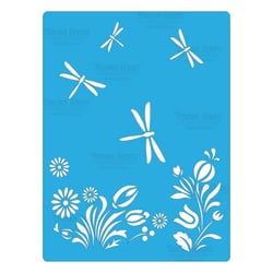Pochoir plastique souple réutilisable 18,5 x 14,5 cm Fabrika Decoru FLEUR LIBELLULE 113