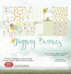 Pochette de 12 feuilles recto verso Hoppinf Bunnies CRAFT AND YOU DESIGN