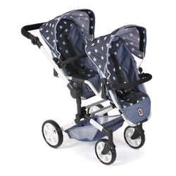 Poussette de poupée Linus Duo Bleu étoiles