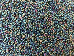 1000 Perles de rocaille irisées vert foncé - bleu ø 2 mm 12/0 - creation bijoux