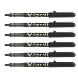 Lot de 6 Stylos roller V Ball VB7 encre liquide Pointe moyenne Noir