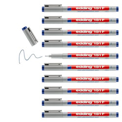 Lot de 10 stylos feutres non permanents EDDING 151F - Pointe fine 0,6 mm - Bleu
