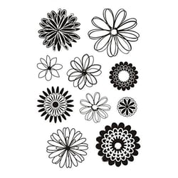 Tampons transparents, fleurs, feuille 11x15,5 cm, 1 flles
