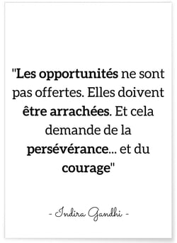 Affiche citation Indira Gandhi 'Les opportunités...' | A3 : 29,7x42cm