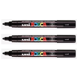 Lot de 3 marqueurs peinture pointe conique moyenne 1,8 - 2,5 mm - POSCA - Noir