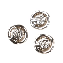 Lot de 3 boutons ronds rose alliage ronds 12mm argent