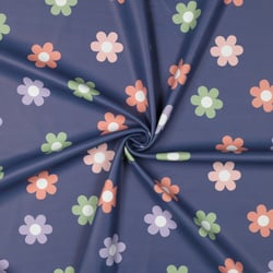 Tissu Softshell imprimé Petites fleurs sur fond Bleu ardoise